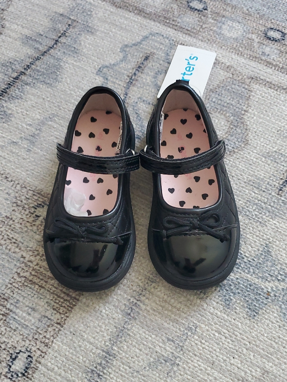 NWT Carters Black Aggie 2 Quilted Cap Toe Mary Jane Shoes Sz6